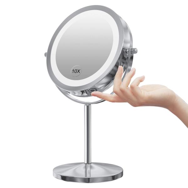 Gospire 拡大鏡 LED拡大鏡 拡大化粧鏡 化粧ミラー 10倍鏡付きLEDミラー LEDライト...