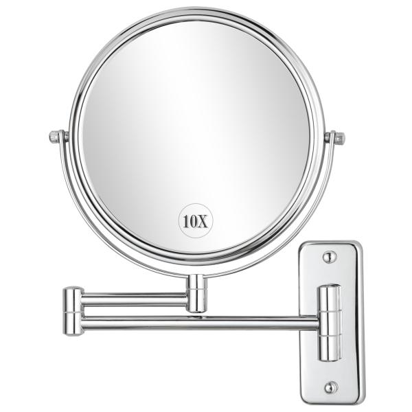 LunarCorky 化粧鏡 壁掛け 拡大鏡 10倍+等倍 伸縮アームミラー 真実の両面化粧鏡 化粧...