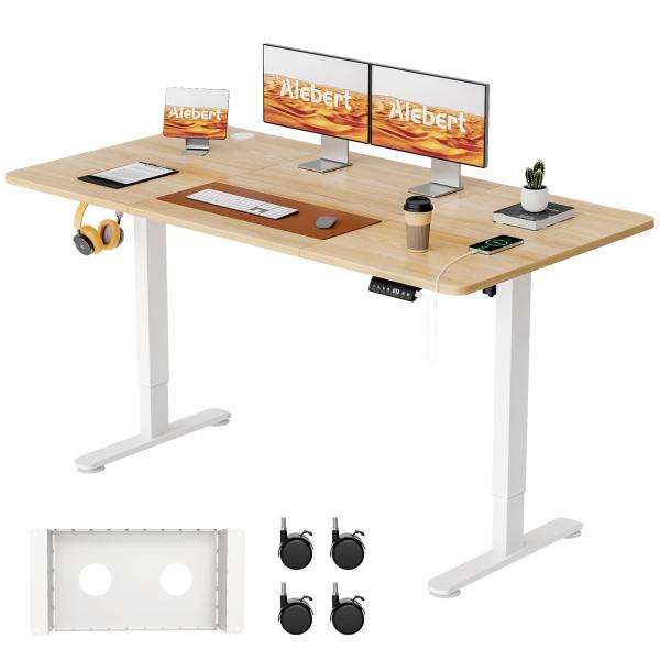 Alebert 電動式 昇降デスク 昇降式デスク 幅140*奥行70cm スタンディングデスク 入り...