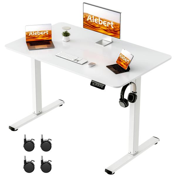 Alebert 昇降デスク 電動 昇降式デスク 幅100*奥行60*高73-118cm スタンディン...