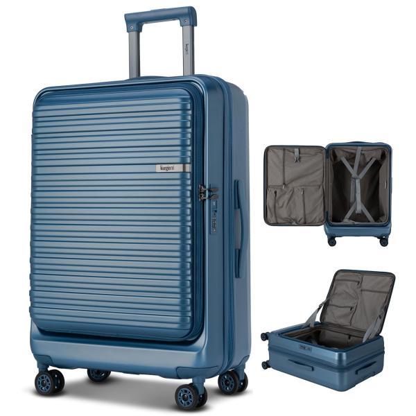 [Bargiotti] スーツケース フロントオープン キャリーケース 拡張機能付き 片開きファスナ...