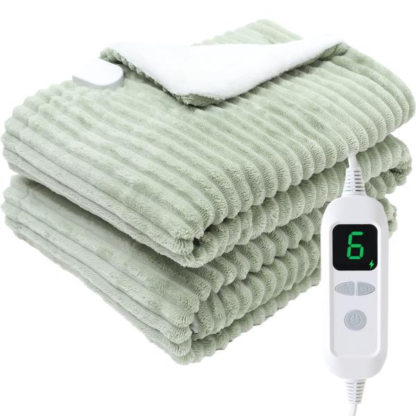 電気毛布 掛け敷き兼用 ひざ掛け 【日本カケン認証＆炭素繊維発熱技術】 両面フランネル タイマー付 ...