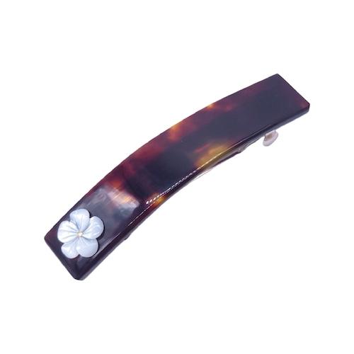 本べっ甲 髪留 シンプル 髪留め  蝶貝花 お洒落 大人カワイイ 鼈甲 存在感 バレッタタイプ （K...