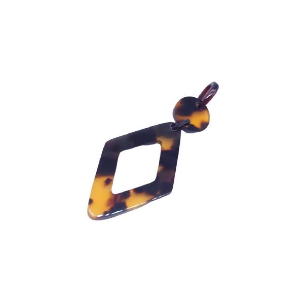 本べっ甲 ペンダント ひし形 贅沢 縦長 サークル型  Yライン シャープ カジュアル フォーマル ...