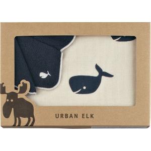 お中元　御供　内祝 URBAN ELK アーバンエルク バスタオル・ミニテリーセット ブルー　クジラ　TAF4298024｜plain