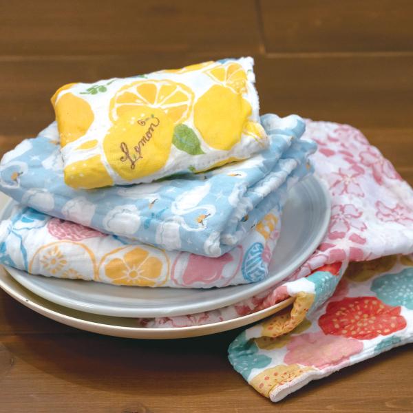 【のし無料】奈良の蚊帳生地で作った5枚合わせふきん 日本製 和布華 洗うとふわふわ 布巾 北欧 お年...