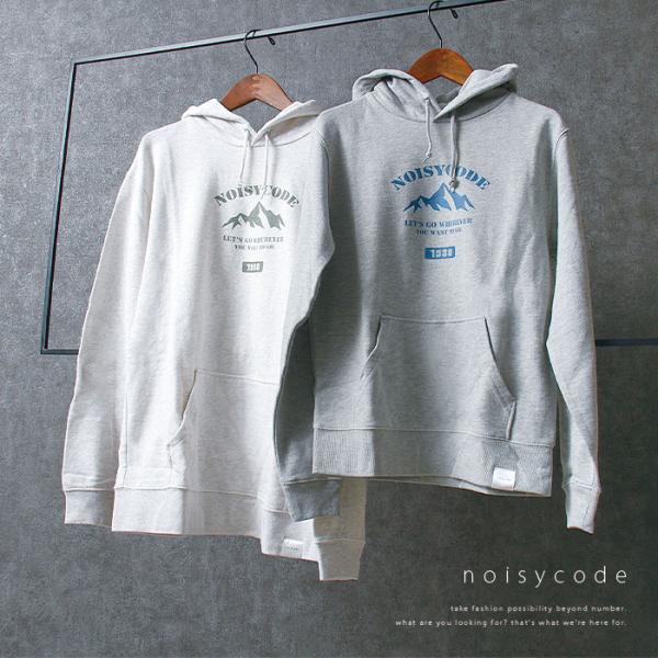 noisycode パーカー レディース 綿100% メンズ 長袖 カレッジトレーナー 山 カレッジ...