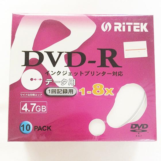 RITEKDVD-Rデータ用4.7GB8倍速インクジェットプリンター対応ワイドエリアホワイトスリムケ...