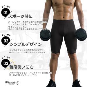 メンズ スポーツレギンス 5分丈 コンプレッシ...の詳細画像1