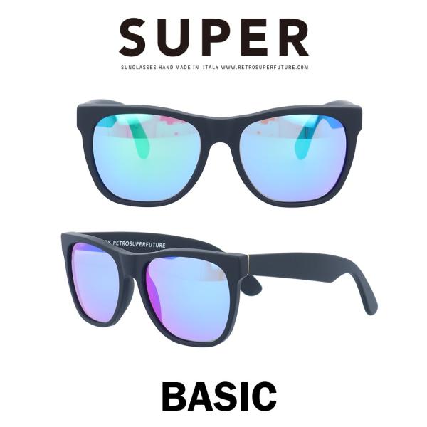 SUPER(スーパー) サングラス ベーシック Basic 166 マットブラック/レインボーミラー