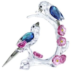 SWAROVSKI - 【美品】スワロフスキー Swarovski ツバメ 2羽と花のオブジェ 美品】スワロフスキー Swarovski ツバメ 2羽と花のオブジェ 置物