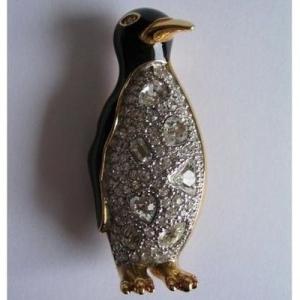 スワロフスキー Swarovski 『Penguin ブローチ, ゴールドコーティング』