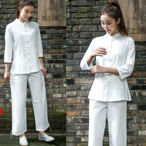 ヨガウェア 太極拳 服 綿麻 上下セット 太極拳 ウェア