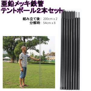 テントポール 2m 2本セット タープ アルミニウム合金 軽量 収納袋 4段