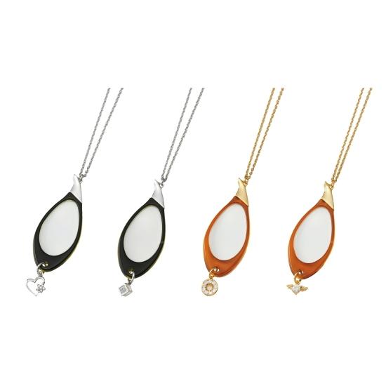 [無料ラッピング対応]ペンダントルーペ 日本製 高倍率3倍 おしゃれ スワロフスキー社製ストーン 白...