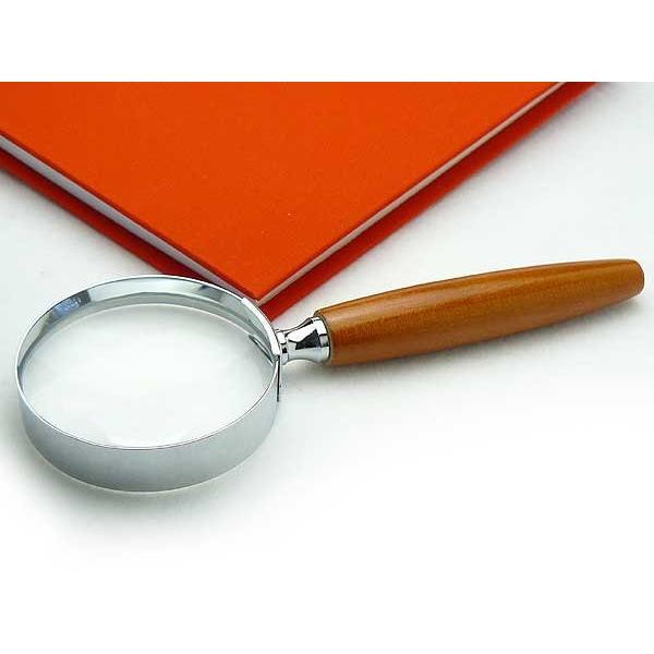 ウッド ルーペ 日本製 高倍率 3倍 S-Mサイズ 65mm 鮮明白ガラスレンズ 木製ハンドル手持ち...