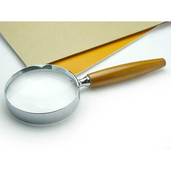 ウッド ルーペ 日本製 2.5倍 Mサイズ 75mm 鮮明白ガラスレンズ 木製ハンドル手持ち拡大鏡 ...