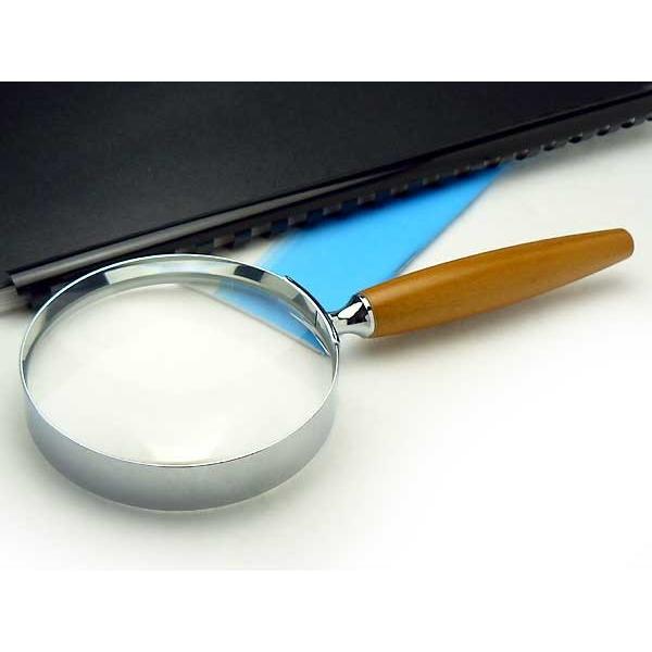 ウッド ルーペ 日本製 2.5倍 M-Lサイズ 90mm 鮮明白ガラスレンズ 木製ハンドル手持ち拡大...