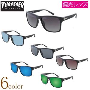 THRASHER スラッシャー 偏光サングラス 偏光レンズ おしゃれ 大きめ 四角型 スクエア型 紫外線 UVカット メガネケース付 釣り ドライブ 男性用 女性用 黒縁｜planetloupe