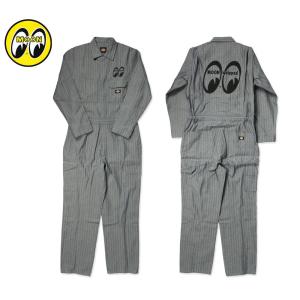 ムーンアイズ つなぎ メンズ Dickies ディッキーズ おしゃれ かっこいい 作業着 カバーオール 長袖 アメカジ MOONEYES MOON Equipped フィッシャーストライプ｜planfirst