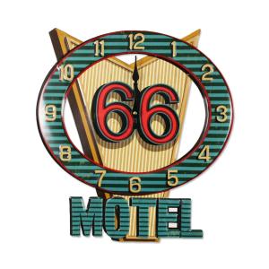 掛け時計 おしゃれ アメリカン インテリア ガレージ アンティーク ビンテージ ルート66 ROUTE66 モーテル MOTEL 66 N2104｜planfirst