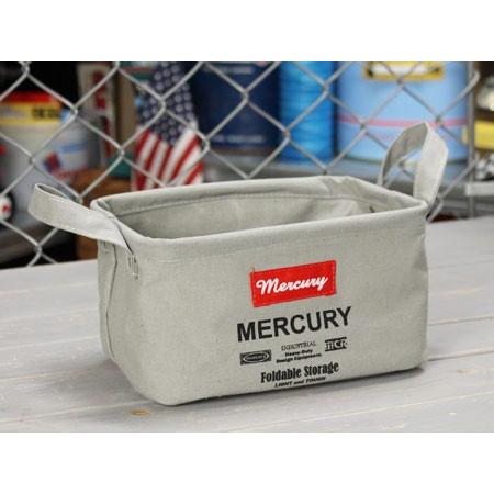 マーキュリー キャンバスバスケット 小物入れ CDケース入れ 収納 植物 アメリカ サイズS グレー