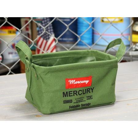 マーキュリー キャンバスバスケット 小物入れ CDケース入れ 収納 植物 アメリカ サイズS カーキ