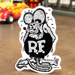 ラットフィンク ステッカー 車 アメリカン キャラクター おしゃれ バイク ヘルメット ホットロッド RatFink サイズS ブラック メール便OK＿SC-RD002BW-MON｜planfirst