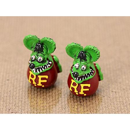 ラットフィンク（RAT FINK） エアバルブキャップ 2個セット グリーン