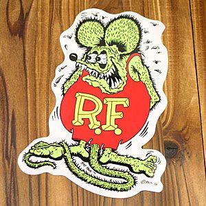 ラットフィンク ステッカー 車 アメリカン キャラクター おしゃれ バイク ヘルメット ホットロッド RatFink サイズL グリーン｜planfirst