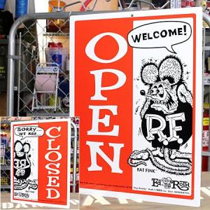 ラットフィンク サインプレート サインボード 看板 アメリカン おしゃれ キャラクター アメリカ RAT FINK OPEN/CLOSED タテ