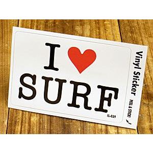 ステッカー 車 アメリカン アイラブ おしゃれ バイク ヘルメット かっこいい 愛してる I LOVE SURF サーフィン メール便OK＿SC-IL039-GEN｜planfirst