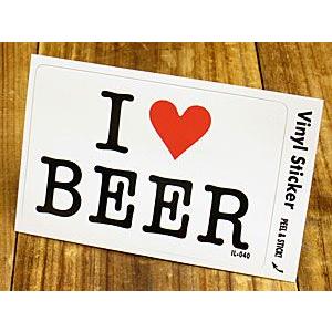 ステッカー 車 アメリカン アイラブ おしゃれ バイク ヘルメット かっこいい 愛してる I LOVE BEER ビール メール便OK＿SC-IL040-GEN