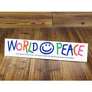 ステッカー 平和 反戦 車 アメリカン おしゃれ バイク ヘルメット かっこいい WORLD PEACE サイズL メール便OK＿SC-BS008-GEN｜planfirst