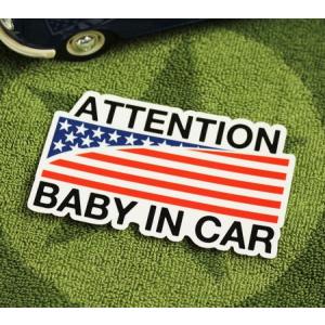 BABY IN CAR ステッカー 車 赤ちゃん アメリカン 赤ちゃん乗ってます おしゃれ かっこいい AMERICAN FLAG サイズS｜planfirst