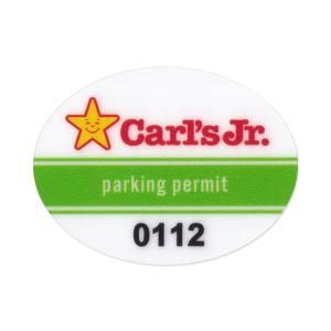 ステッカー 車 アメリカン おしゃれ かっこいい 面白い 駐車許可証 カーアクセサリー パーキングパーミットステッカー Carl's Jr.｜planfirst