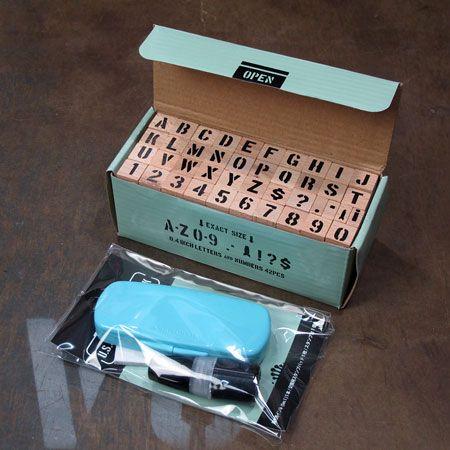 ステンシルアルファベットスタンプ 42Pセット 専用インキ付き サイズS