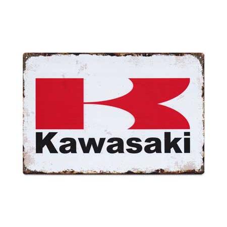 カワサキ ブリキ看板 サインプレート おしゃれ バイク アンティーク レトロ かっこいい サインボー...