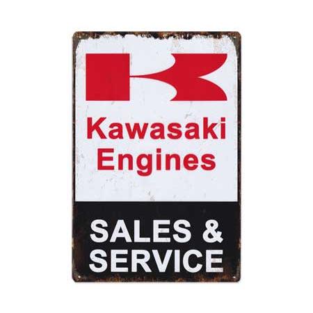 カワサキ ブリキ看板 サインプレート おしゃれ バイク アンティーク レトロ かっこいい サインボー...