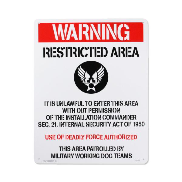 サインプレート サインボード 立入禁止区域 ミリタリー アメリカ空軍 看板 案内板 表示板 インテリ...