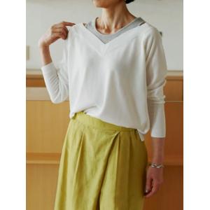 SALE  IPSE(イプセ)レイヤードライク Vネックニット