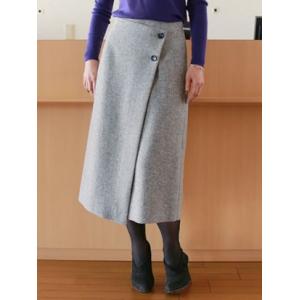 SALE  ASHY ROVE(アッシュローブ)ウールブークレ フェイクラップ スカート