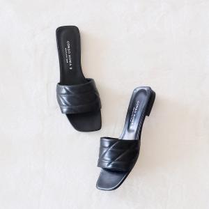 CHARLES&KEITH◇×COCO CAPITAN/ローファー/23.5cm/BLK/レザー/70900334