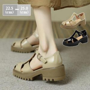 グルカサンダル レディース 厚底 サンダル 太めヒール スクエアトゥ 編み込みストラップサンダル 編み込み 歩きやすい カジュアル スタイリッシュ