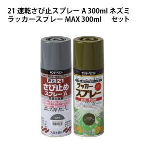 サンデーペイント 21速乾さび止スプレーA 300ml ネズミ+ラッカースプレーMAX 300ml セット｜plantz