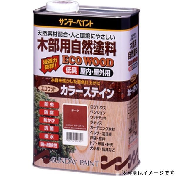 サンデーペイント エコウッドカラーステイン 〈天然樹脂塗料〉 マホガニー 1.6L 屋内外木部用塗料...