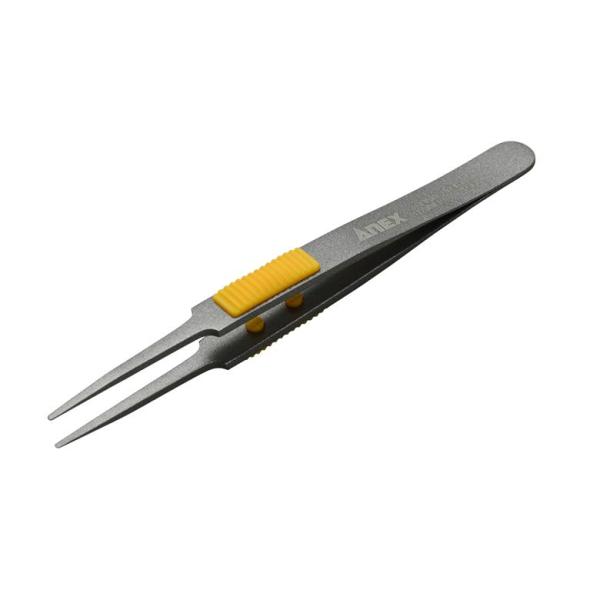 ラバーグリップ付 ステンレスピンセット 先丸型120ｍｍ 非粘着加工SUS410 #226 アネック...