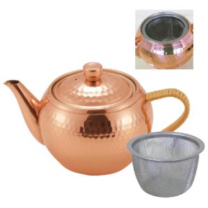 純銅赤銅仕上げ 槌目急須 横手 茶こし付き 370ml BC-201 日本製 送料