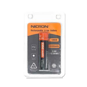 NICRON ニクロン NRB-L3350 18650 リチウムイオン電池 3.6V 3350mAh 充電回数約300回 USBを直接差し込み充電可【LEDライト H30/H30F/B60用】｜plantz