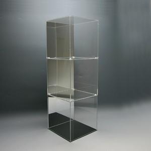 アクリル3段ケースC / クリア 背面ミラータイプ /幅:20cm/奥行:20cm/高